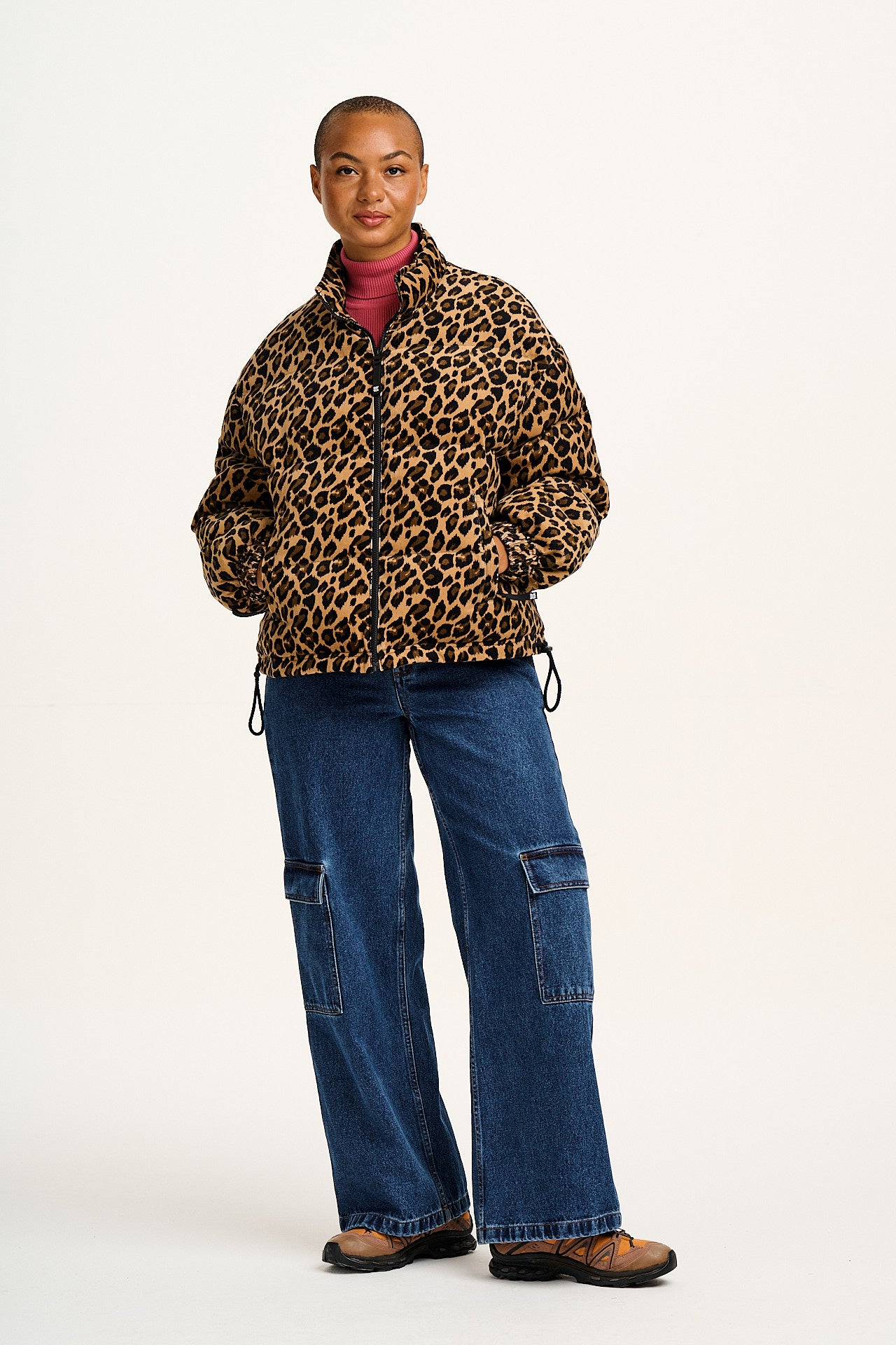 Paloma - Corduroy Puffer Jacket in Leopard Print