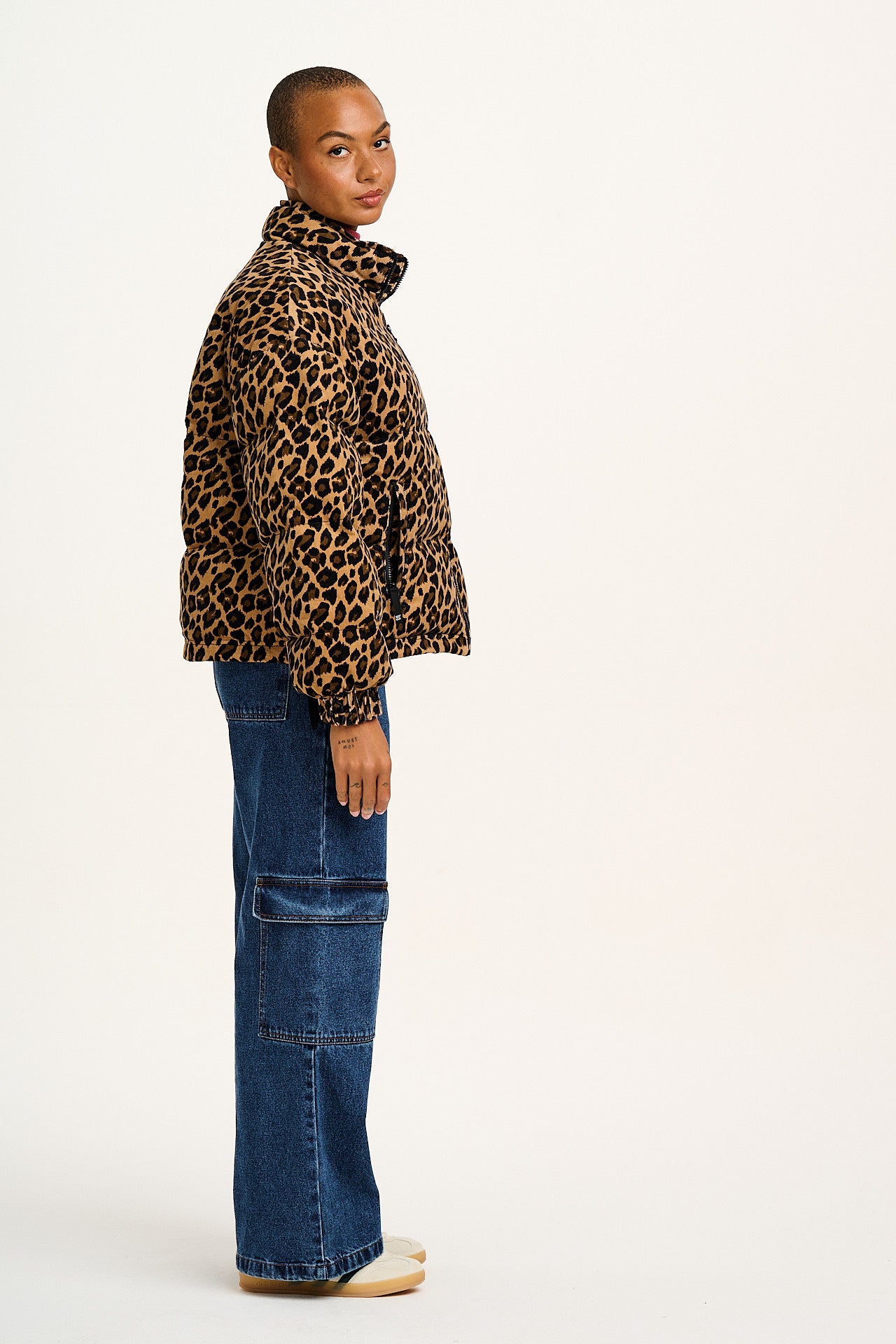 Paloma - Corduroy Puffer Jacket in Leopard Print