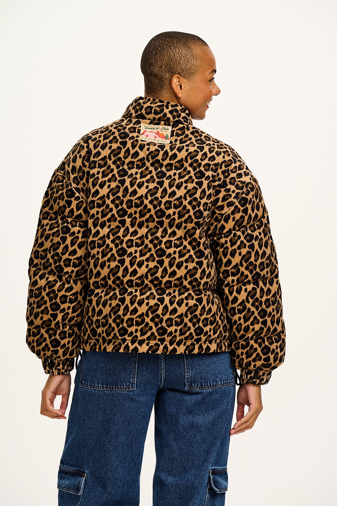 Paloma - Corduroy Puffer Jacket in Leopard Print