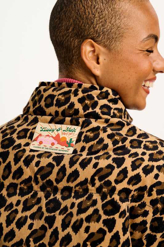 Paloma - Corduroy Puffer Jacket in Leopard Print