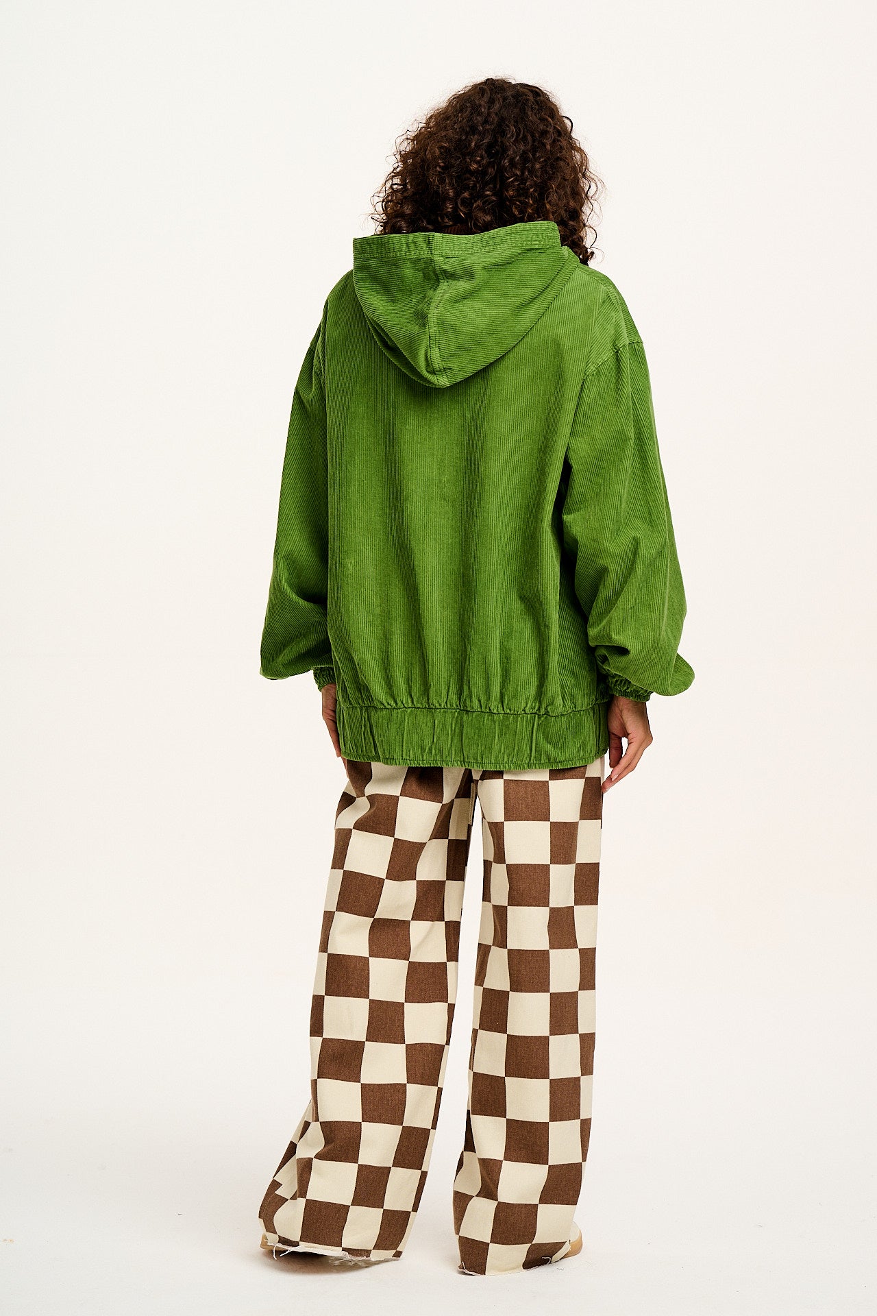 Wesley - Oversized Hoodie Corduroy Jacket in Highland Green