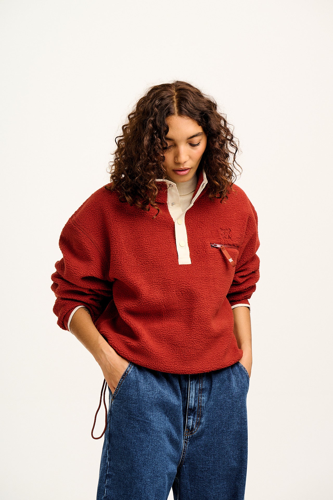 Maddison - Fleece in Red Henna & Ecru