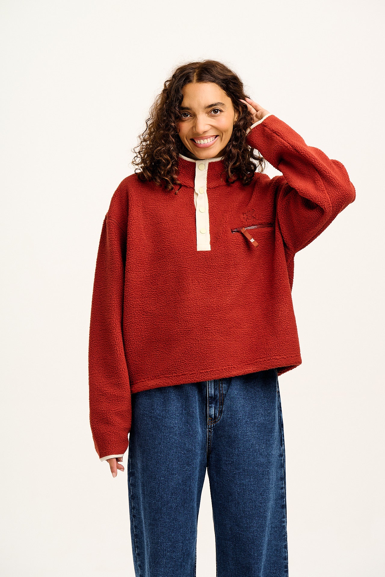 Maddison - Fleece in Red Henna & Ecru