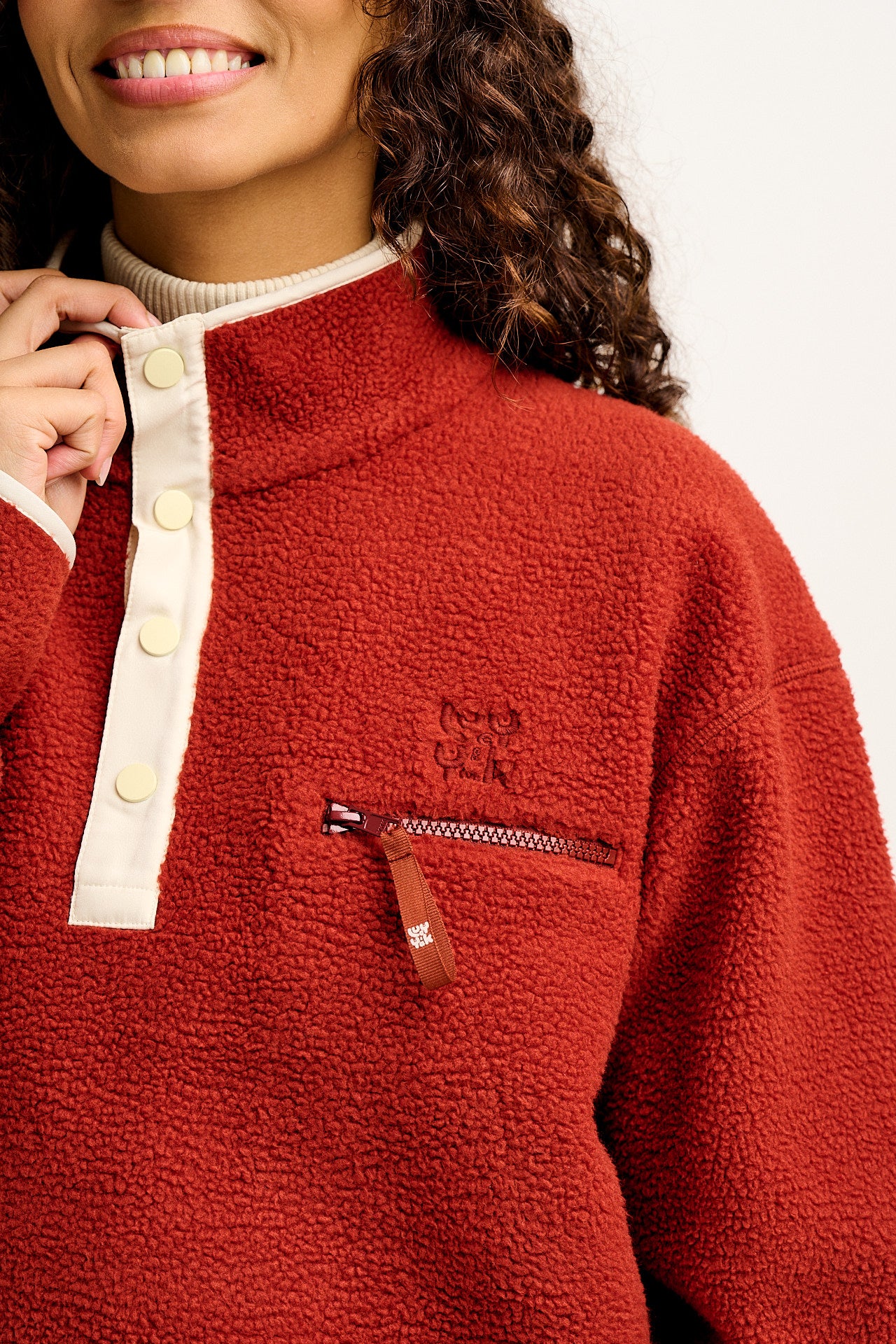 Maddison - Fleece in Red Henna & Ecru