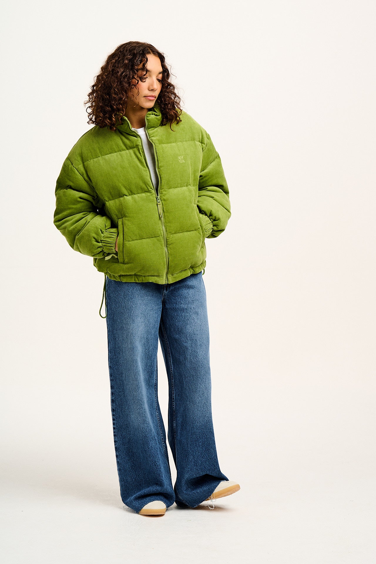 Paloma - Corduroy Puffer Jacket in Leaf Green