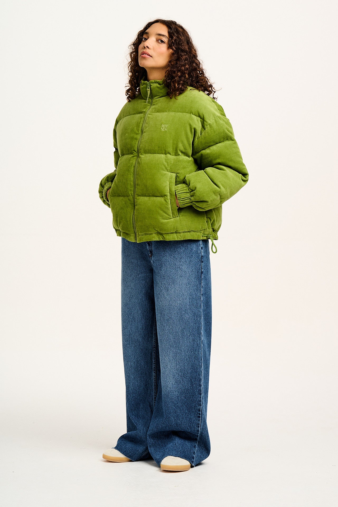 Paloma - Corduroy Puffer Jacket in Leaf Green