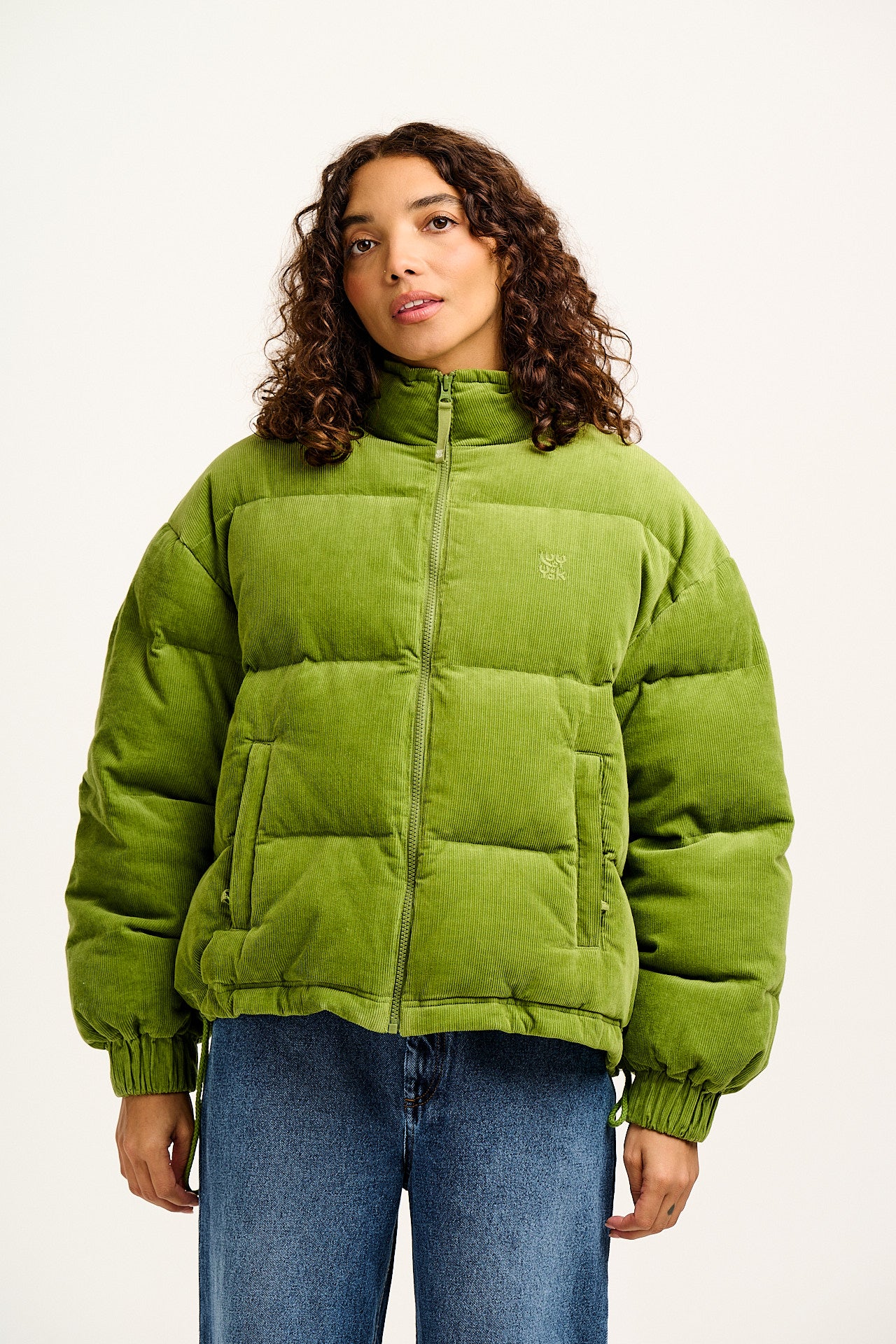 Paloma - Corduroy Puffer Jacket in Leaf Green