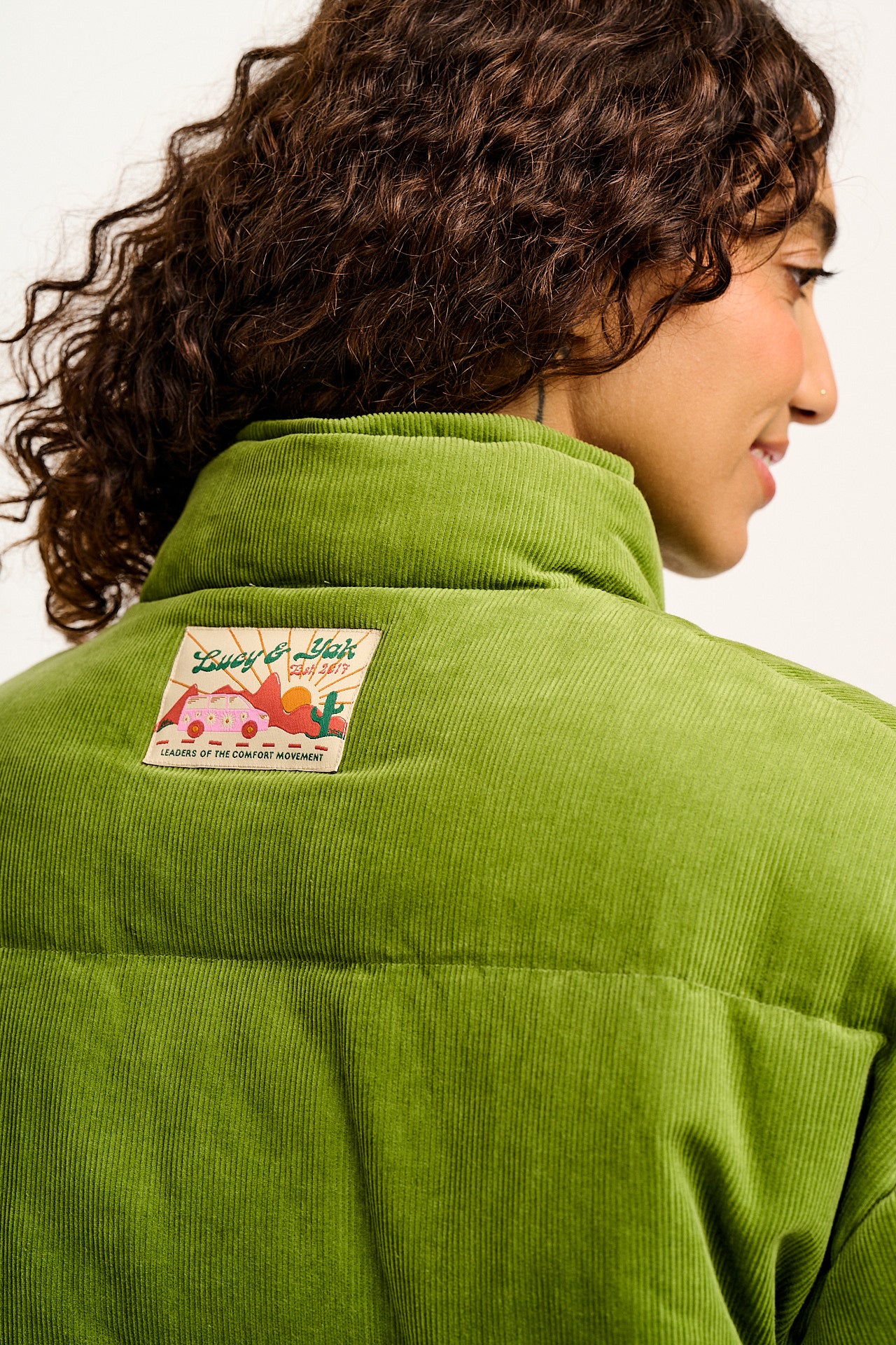 Paloma - Corduroy Puffer Jacket in Leaf Green