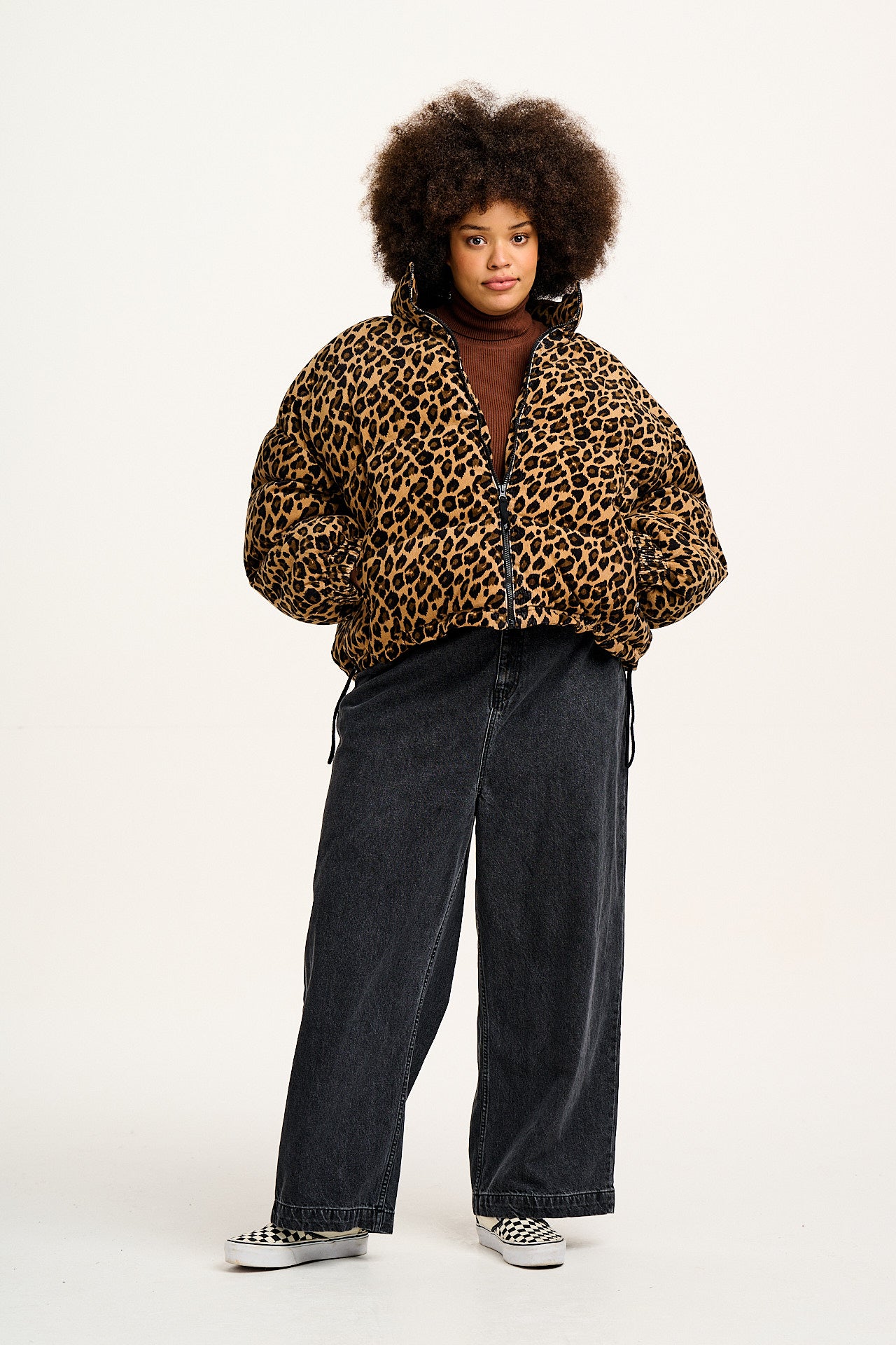 Paloma - Corduroy Puffer Jacket in Leopard Print