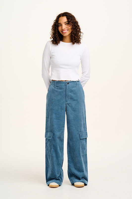 Phoenix - Corduroy Cargo Trousers in Blue