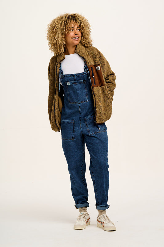 Original - Denim Dungarees in Mid Wash Blue