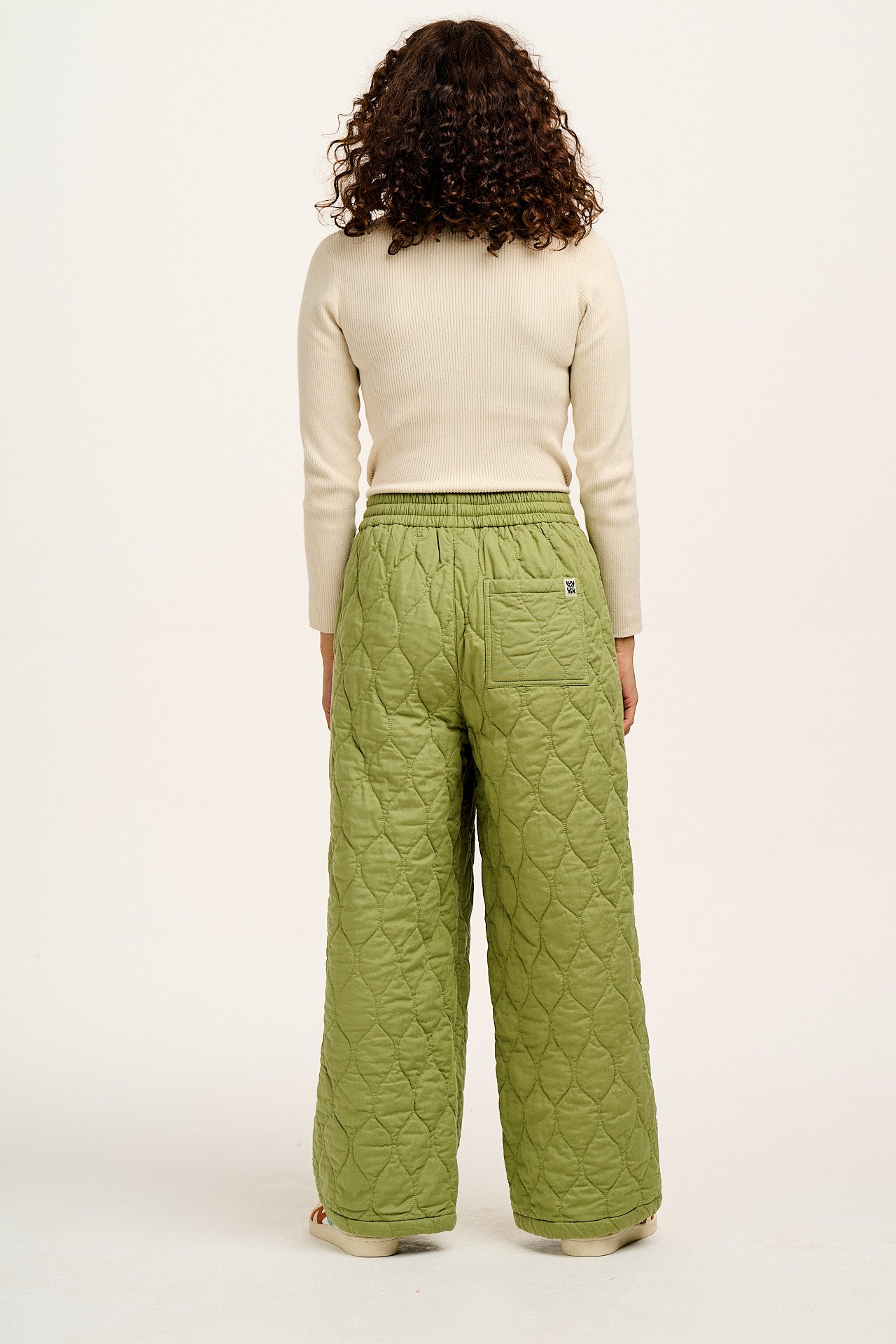 Chester - Quilted Cotton Trousers in Mosstone Green