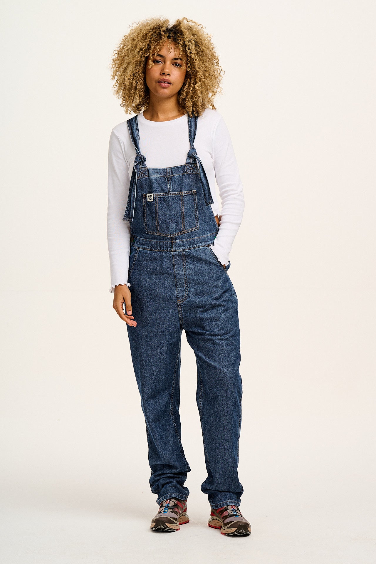 Reuben - Denim Dungarees in Mid Wash Blue