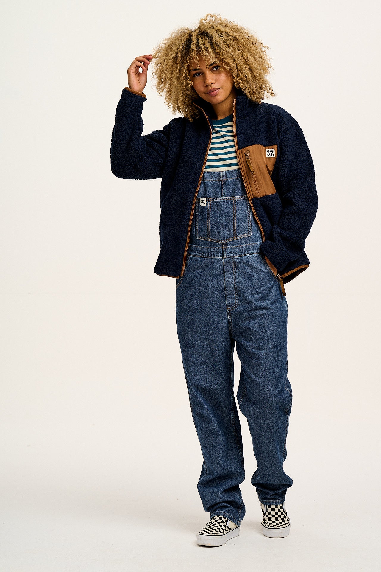 Reuben - Denim Dungarees in Mid Wash Blue