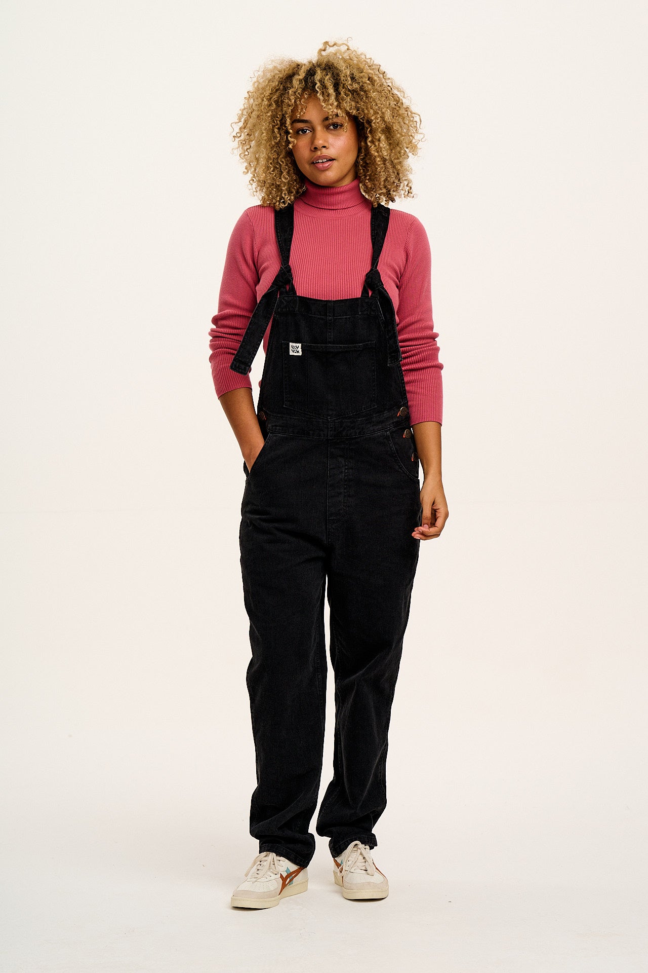 Reuben - Denim Dungarees in Washed Black