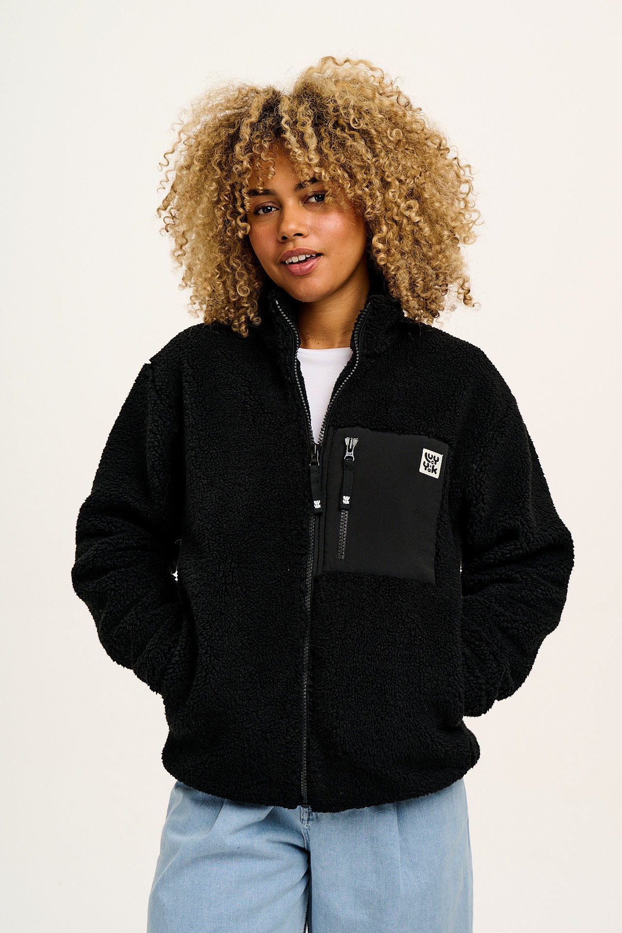 Harper - Borg Fleece Jacket in Black