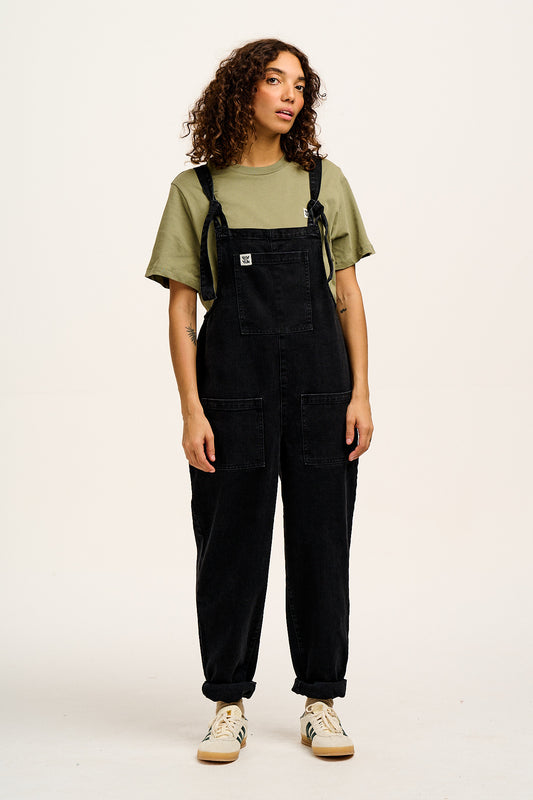 Original - Denim Dungarees in Washed Black