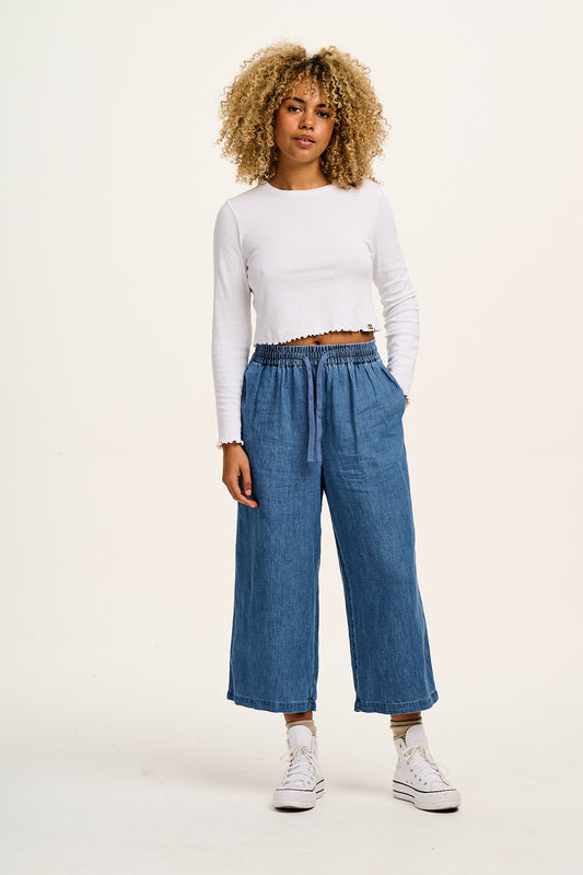 Chuck - Cotton & Hemp Trousers in Mid Wash Blue