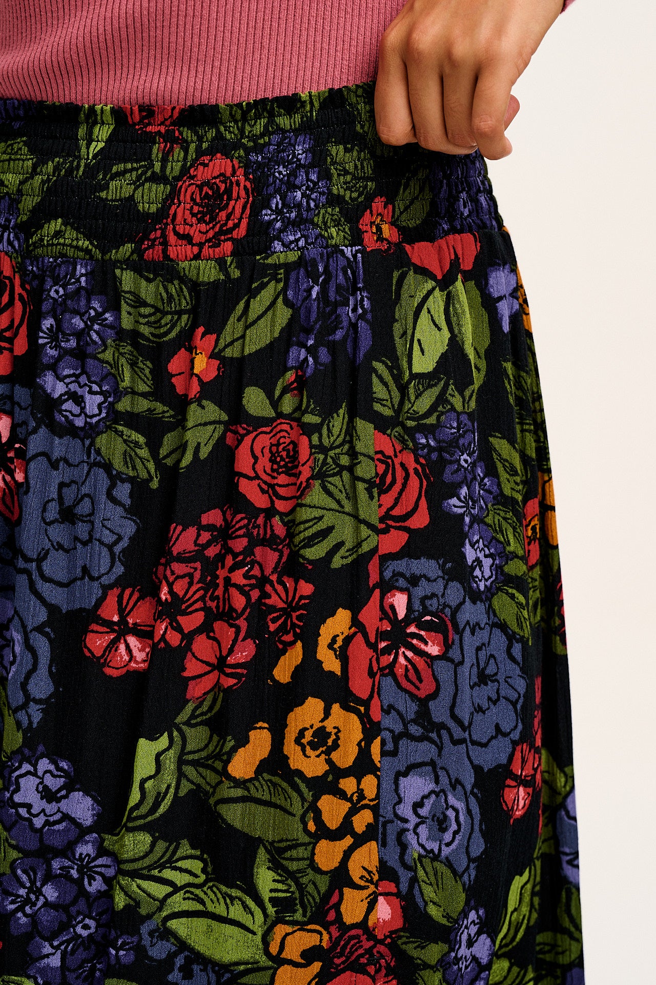 Poppy - Elasticated Waist Skirt in Maria Print