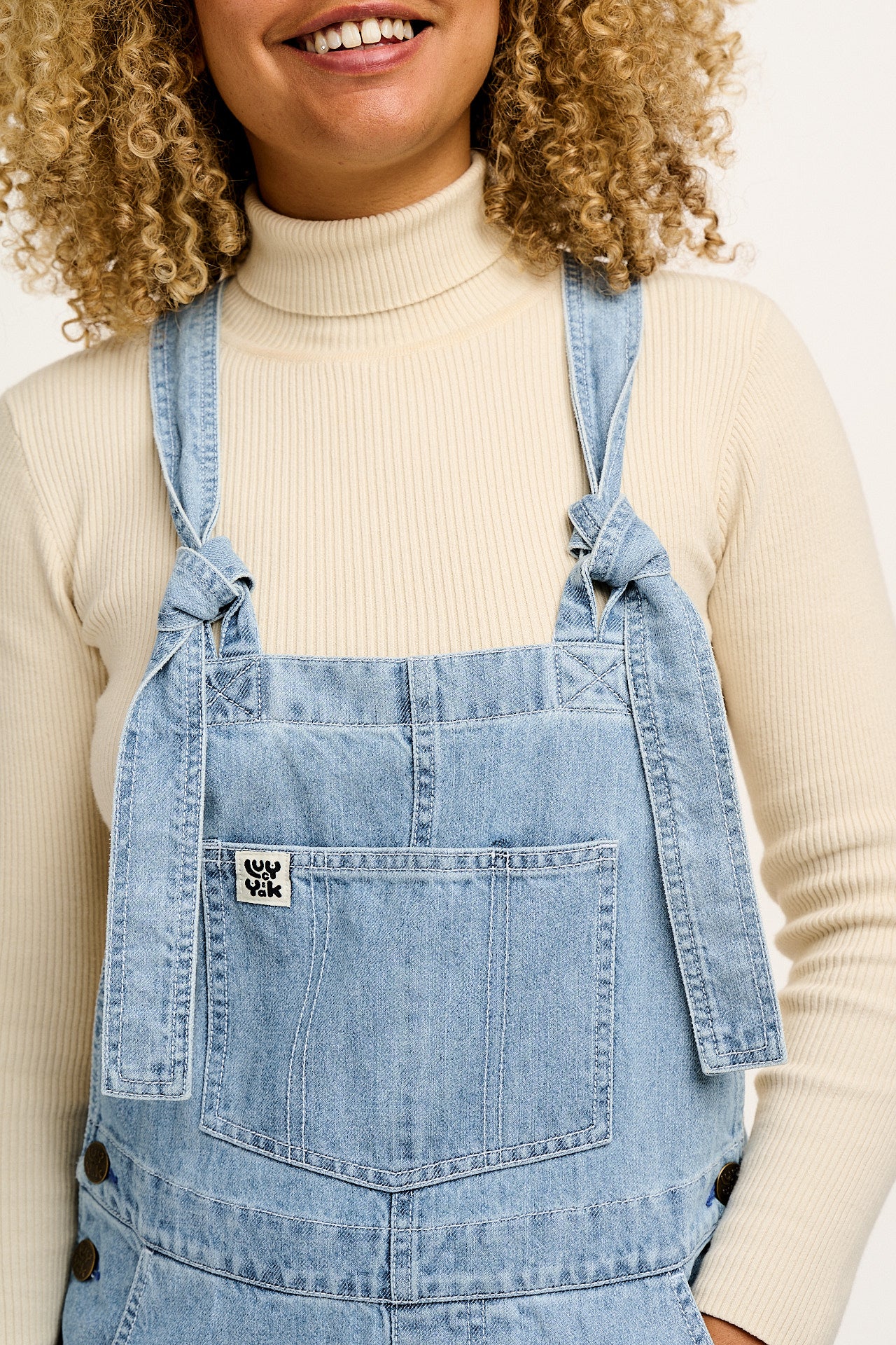 Reuben - Denim Dungarees in Light Wash Blue