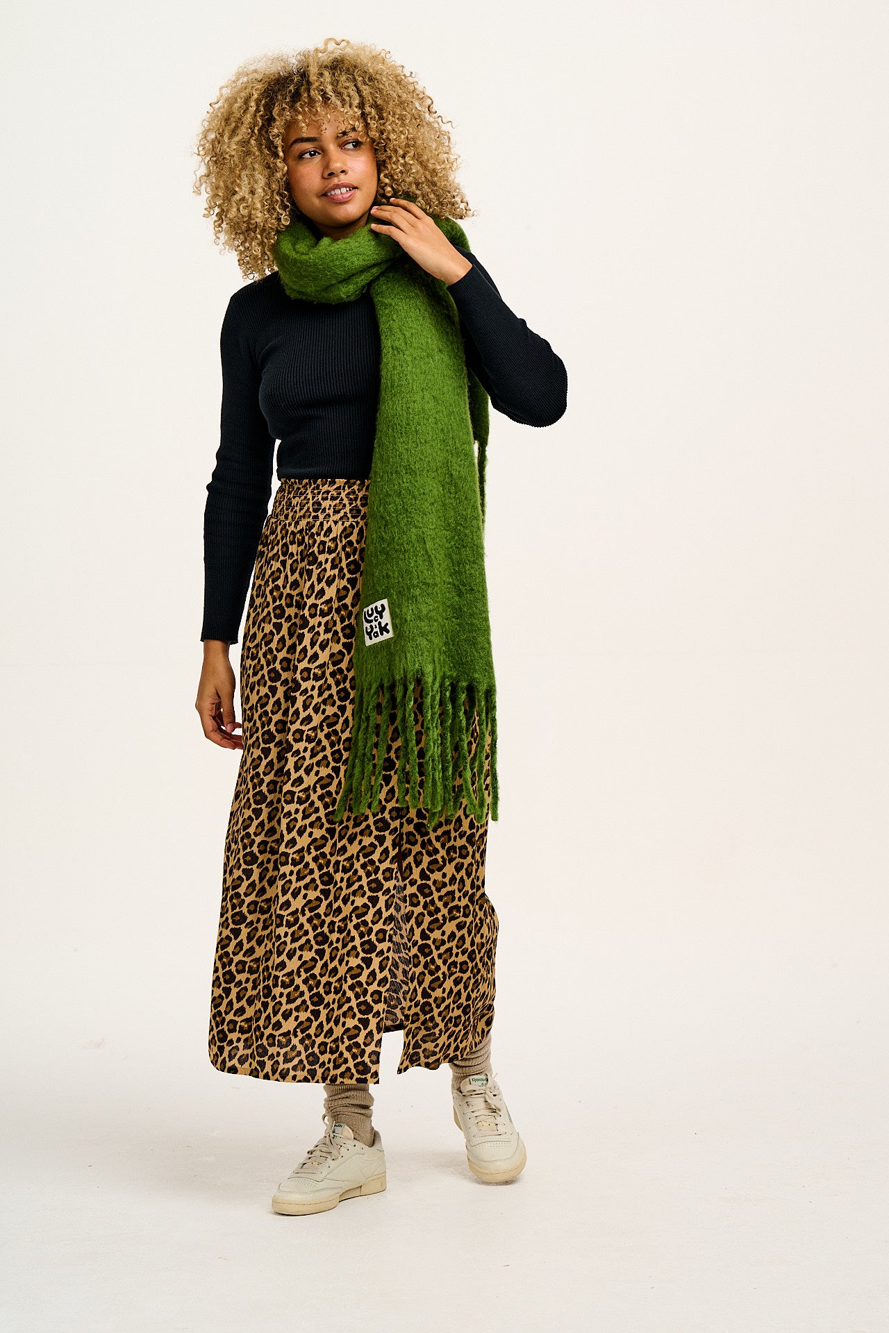 Poppy - Tencel Elasticated Waist Skirt in Leopard Print