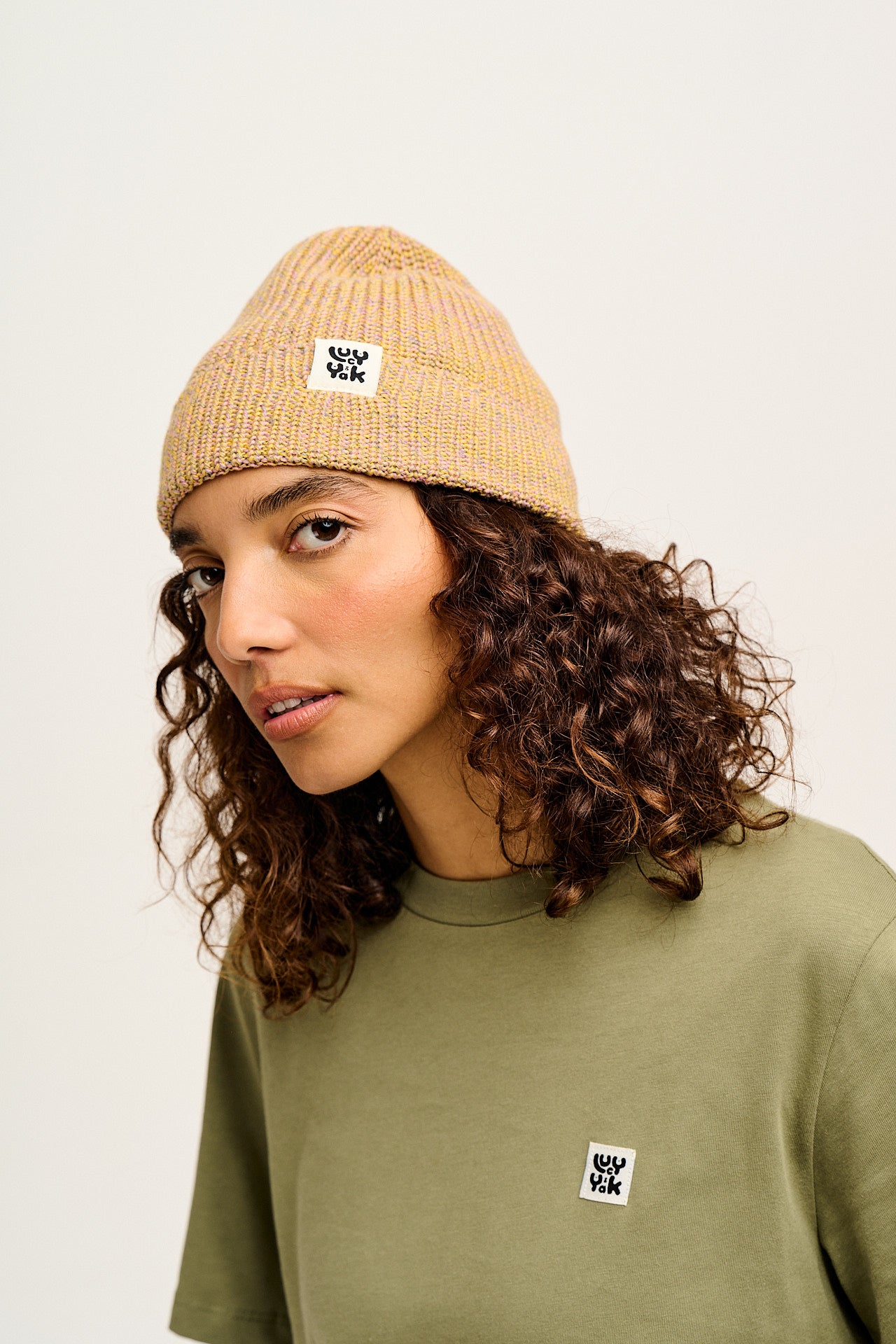 Luca - Cotton Beanie in Yellow Space Dye