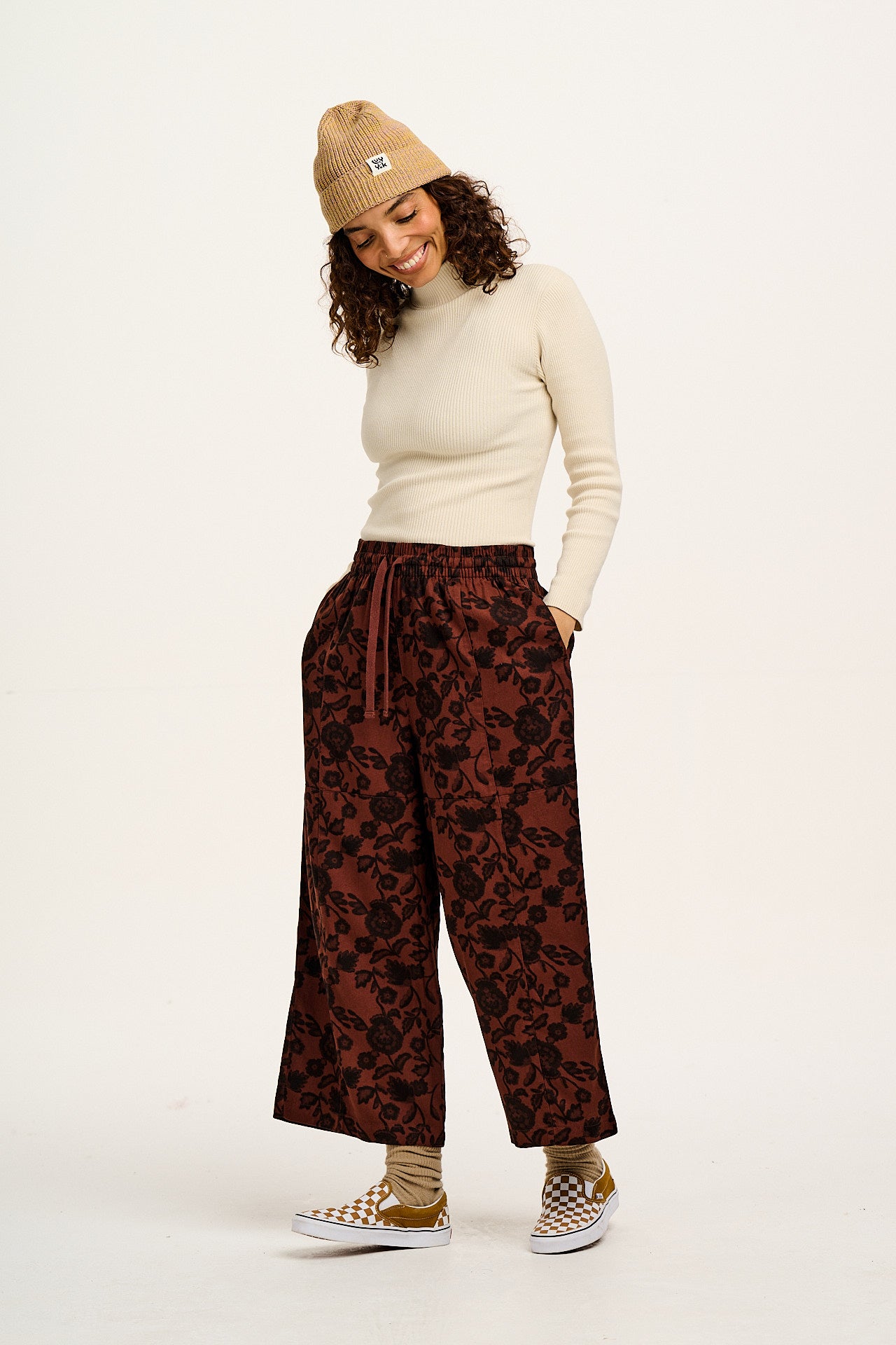 Chuck - Wide Leg Cotton Trousers in Layne Print