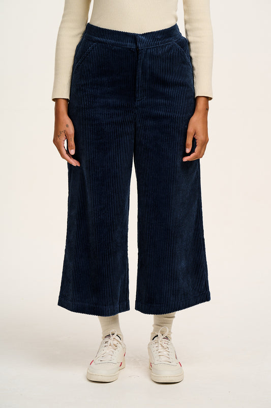 Halston - Wide leg Corduroy Trousers in Varsity Blue