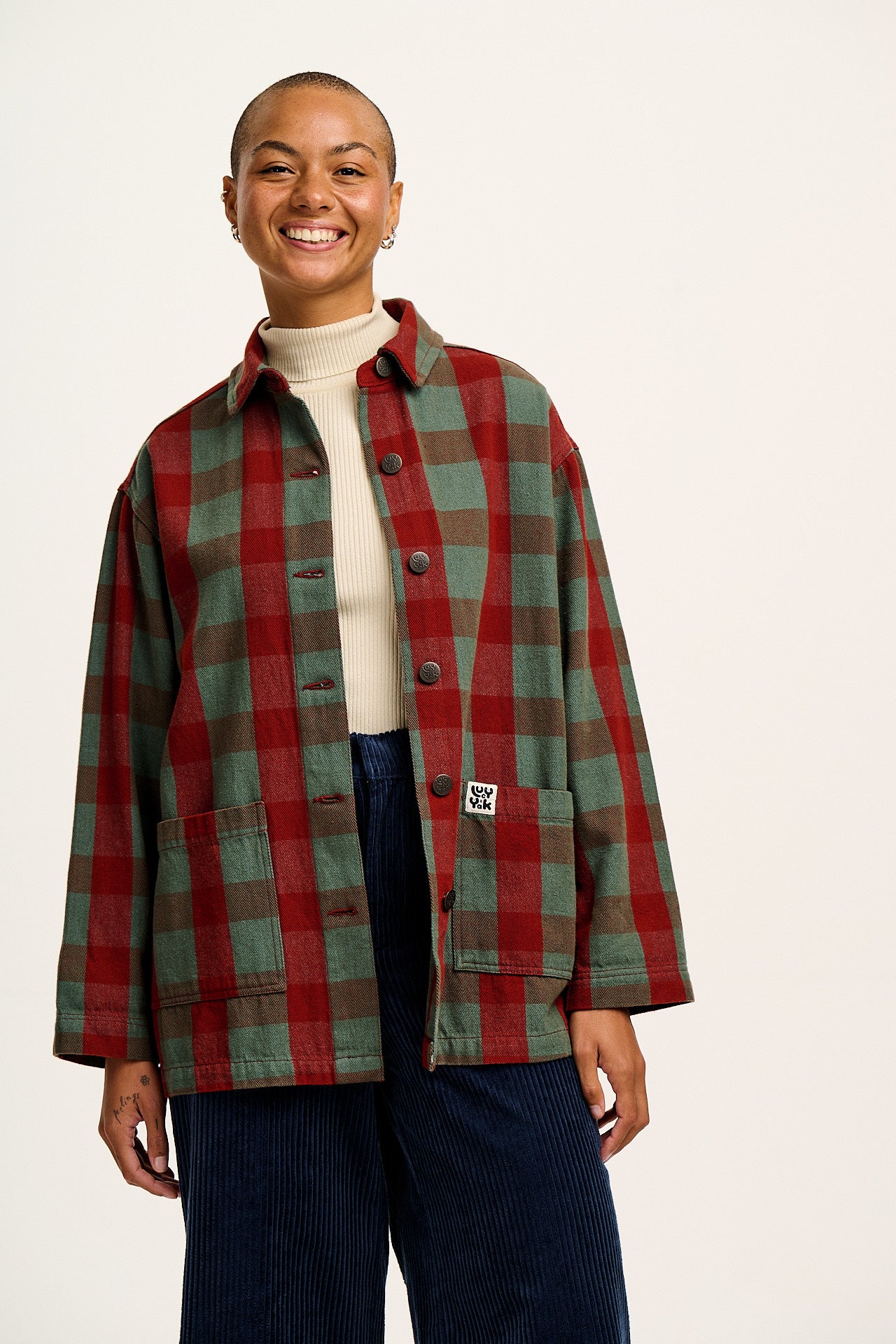 Olly - Twill Jacket in Green & Red Houston Tartan Print