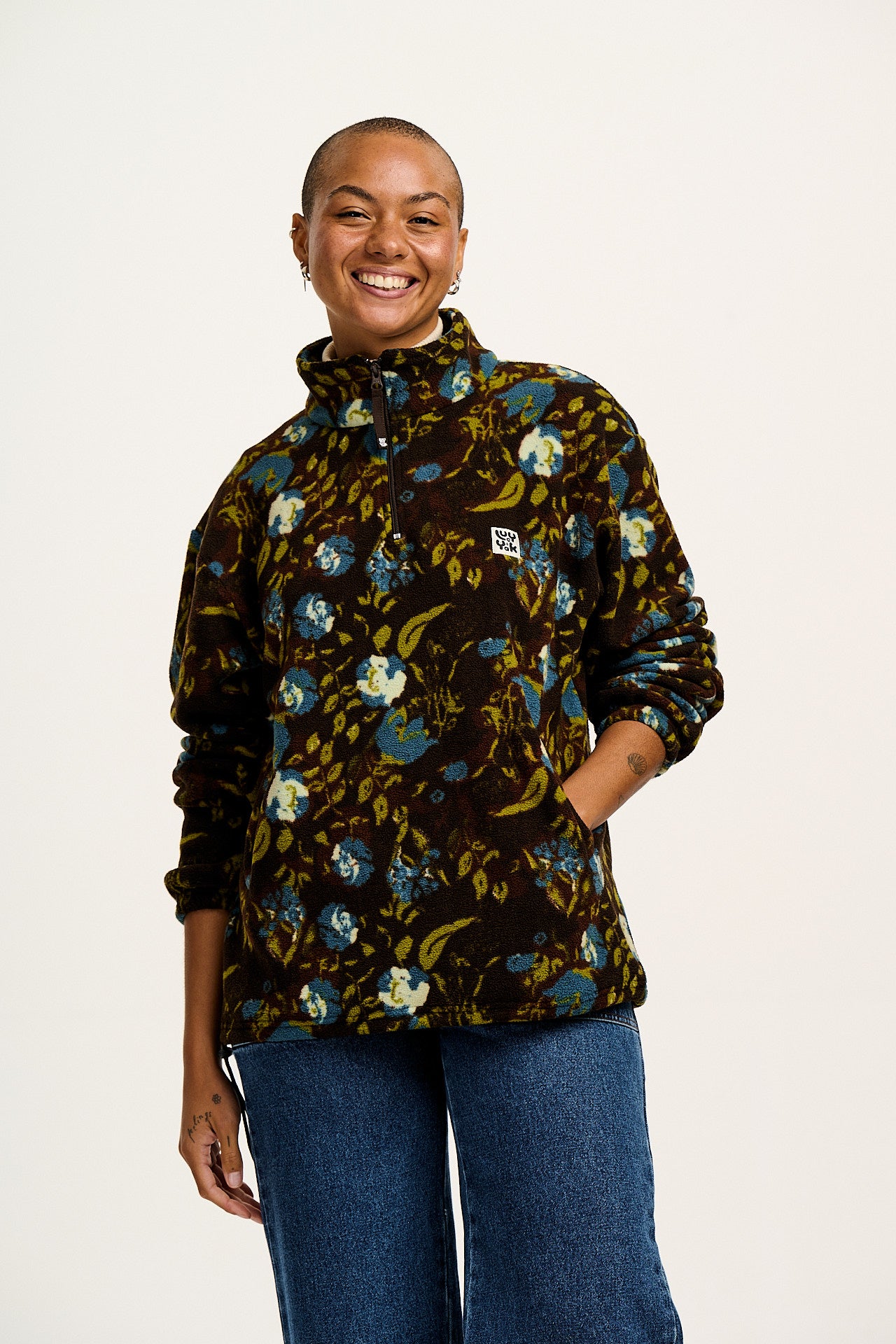 Stevie - Polar Fleece in Oak Brown Ingrid Floral Print