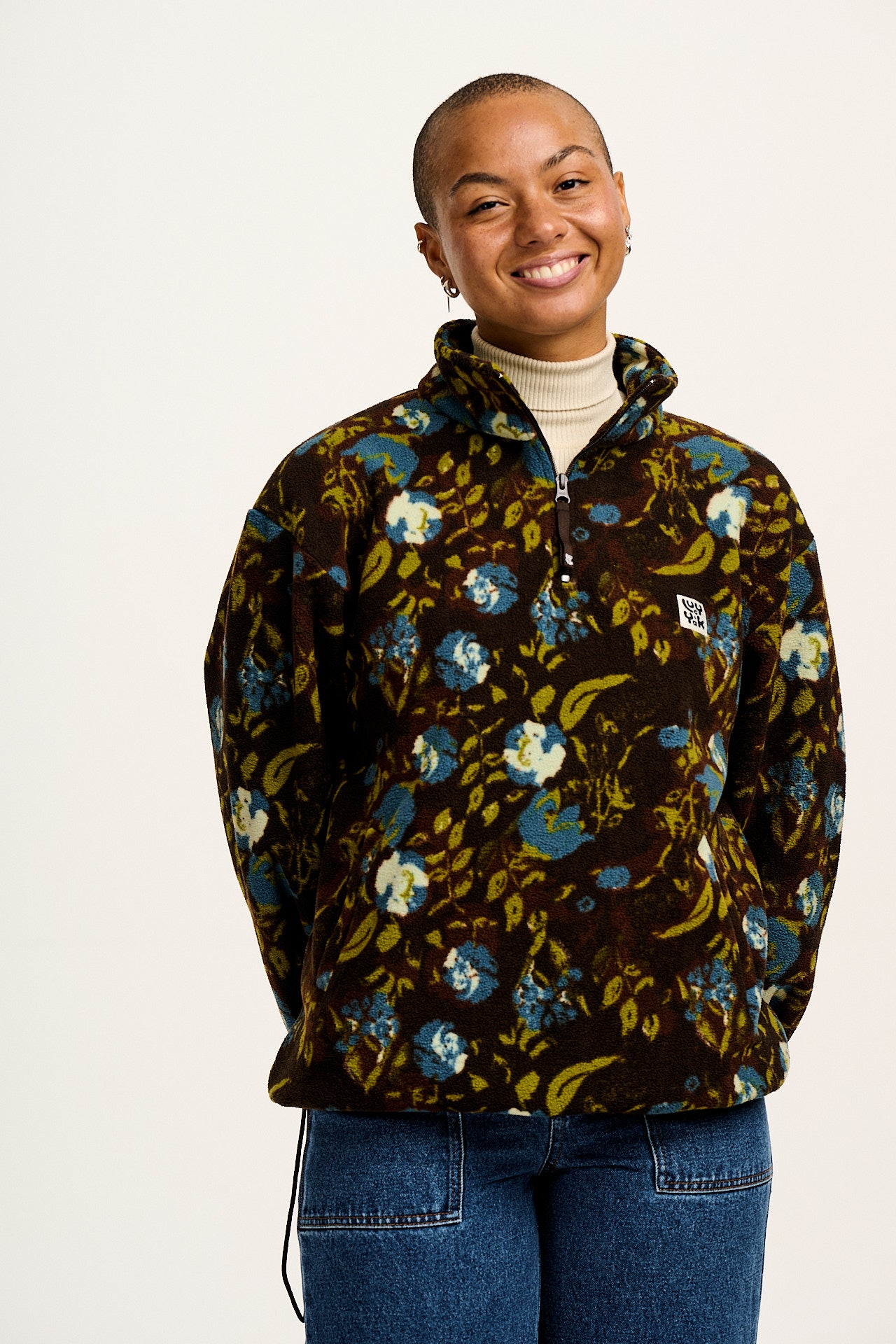 Stevie - Polar Fleece in Oak Brown Ingrid Floral Print