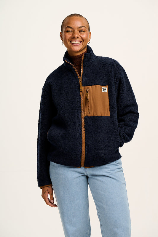 Harper - Borg Fleece Jacket in Varsity Blue