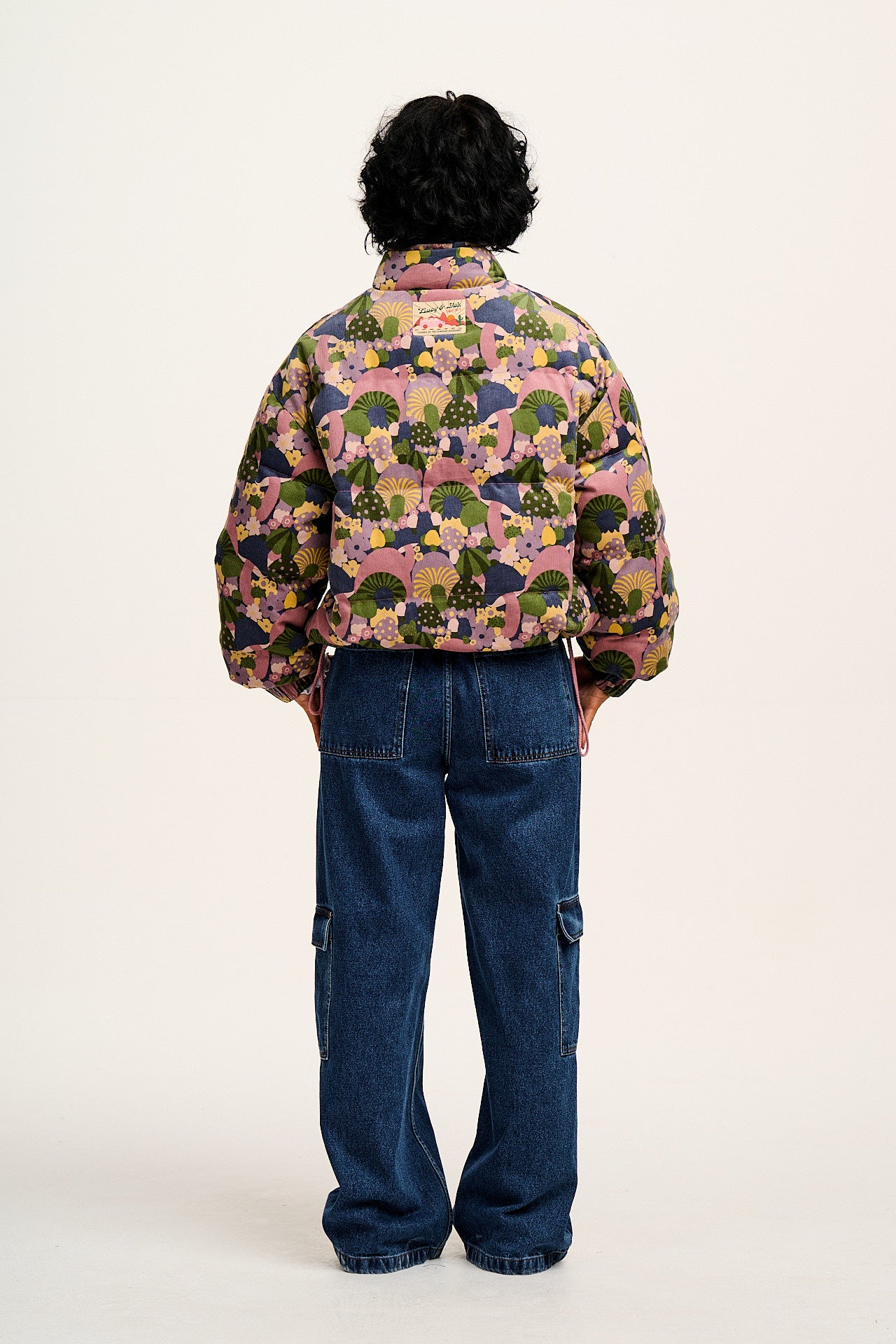 Paloma - Corduroy Puffer Jacket in Portobella Mushroom Print