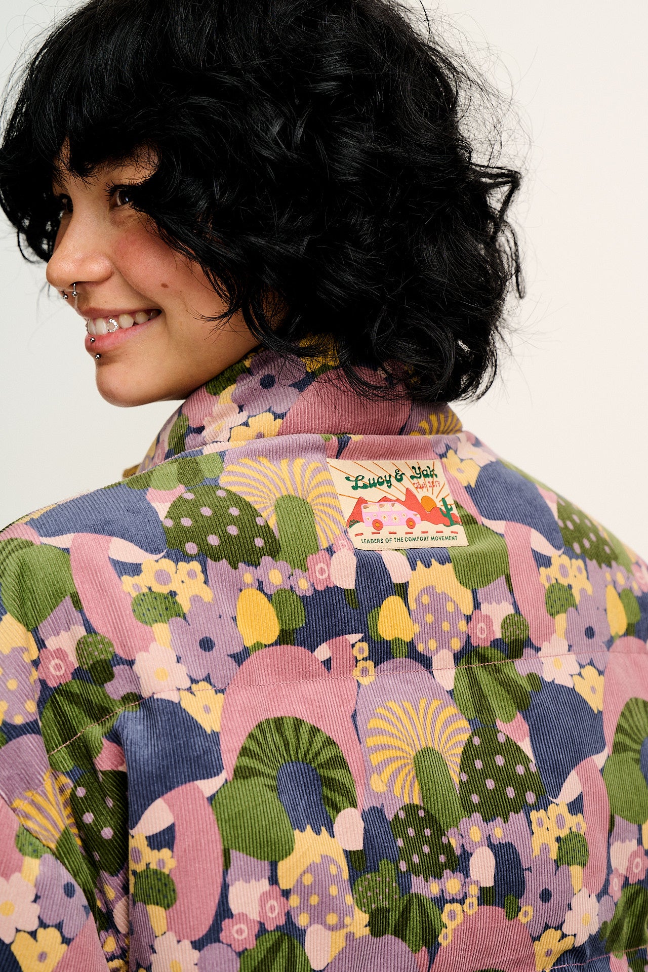 Paloma - Corduroy Puffer Jacket in Portobella Mushroom Print