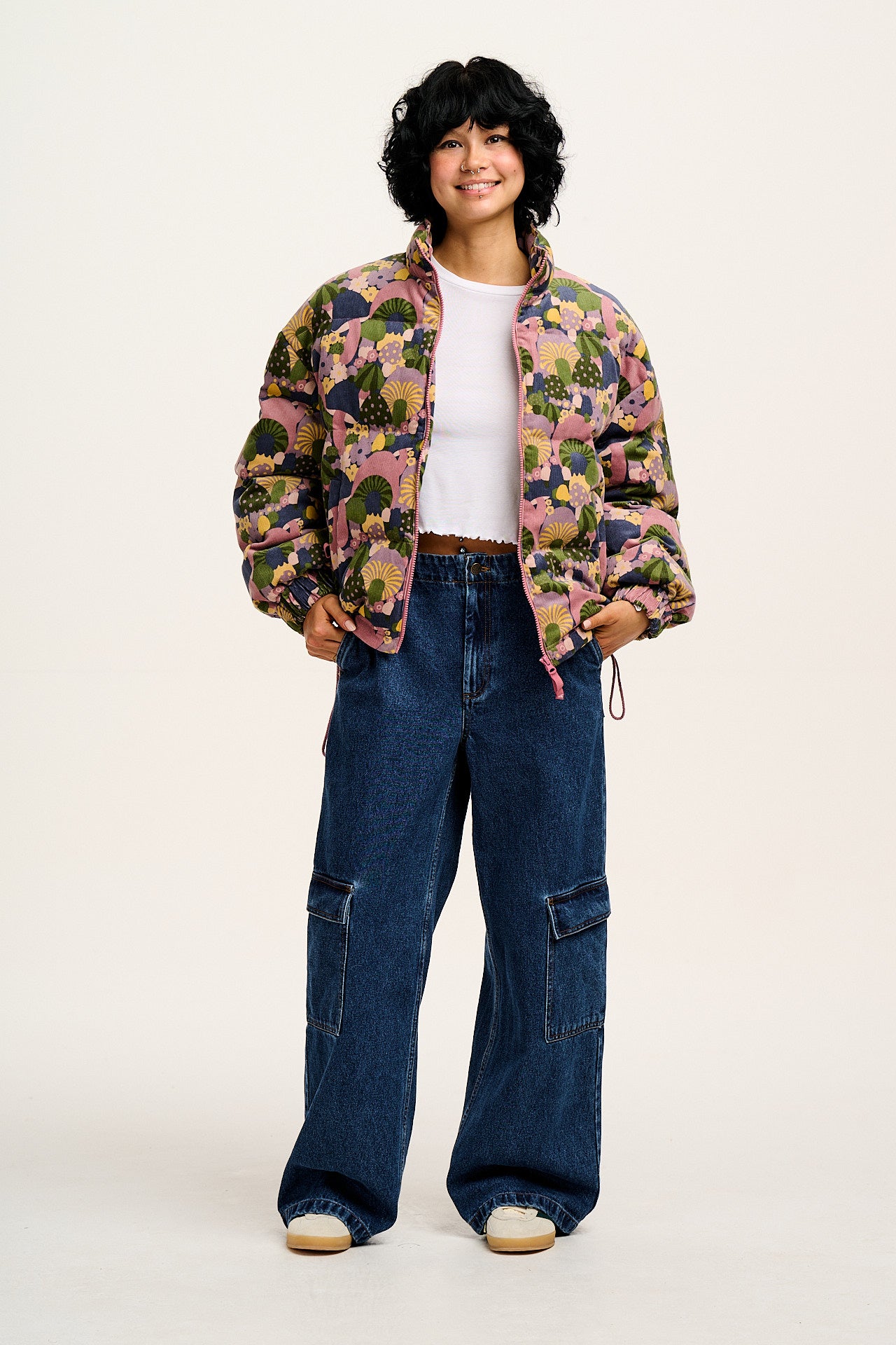 Paloma - Corduroy Puffer Jacket in Portobella Mushroom Print