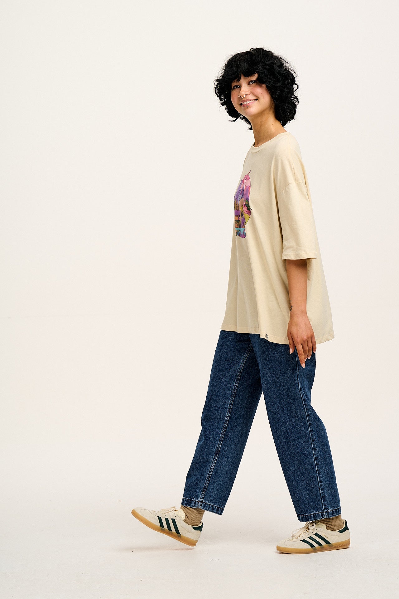 L.E. Benny - Oversized Cotton Tee in Artist Print by Rohan Dahotre