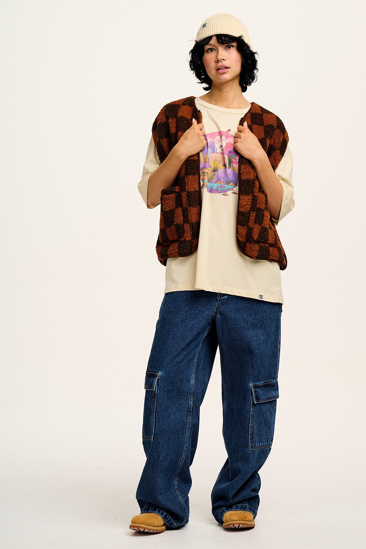 L.E. Benny - Oversized Cotton Tee in Artist Print by Rohan Dahotre