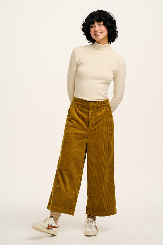 Halston - Wide leg Corduroy Trousers in Dark Mustard