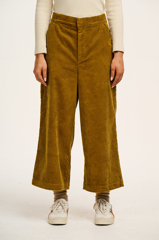 Halston - Wide leg Corduroy Trousers in Dark Mustard