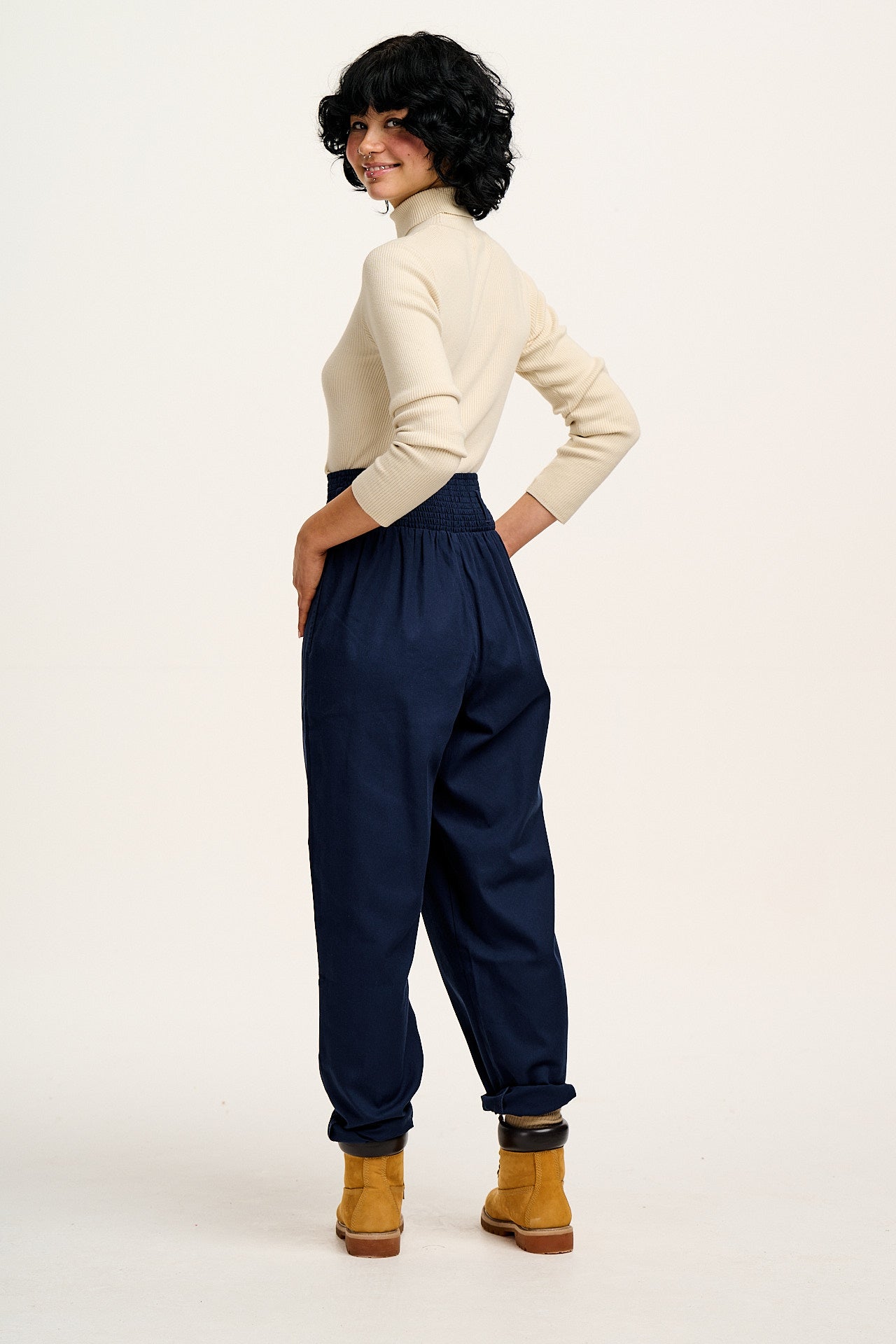 Alexa - Cotton Trousers in Varsity Blue