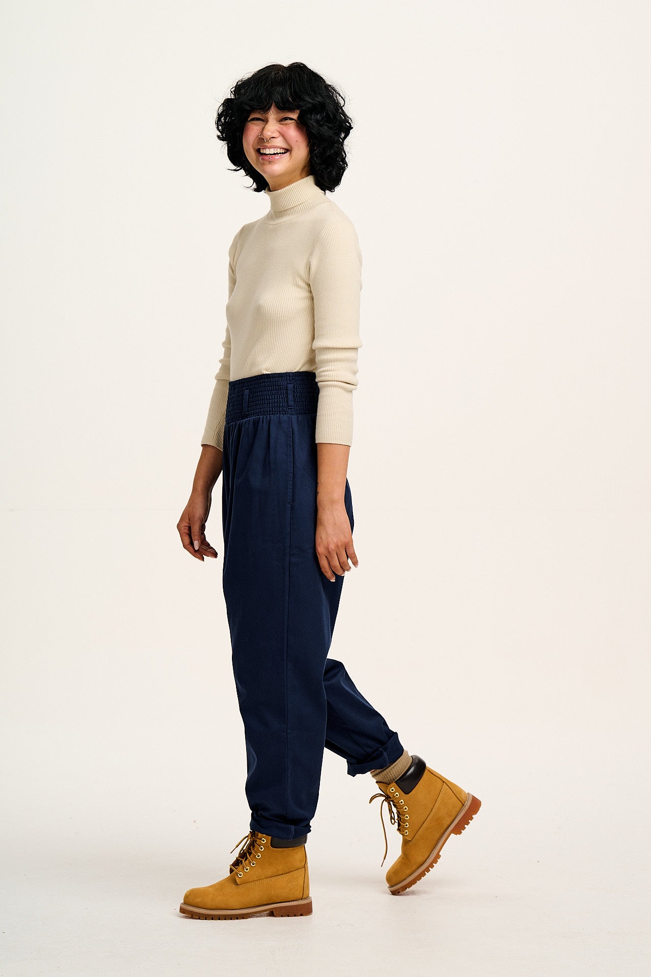 Alexa - Cotton Trousers in Varsity Blue