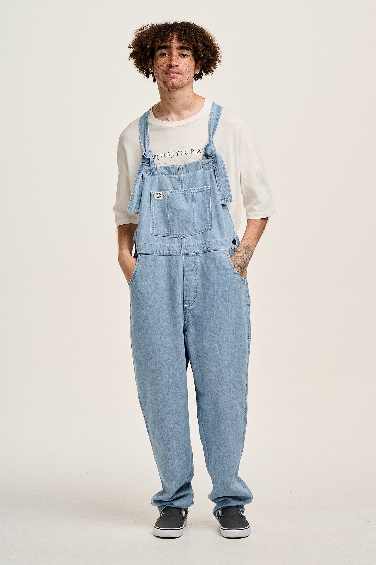 Reuben - Denim Dungarees in Light Wash Blue