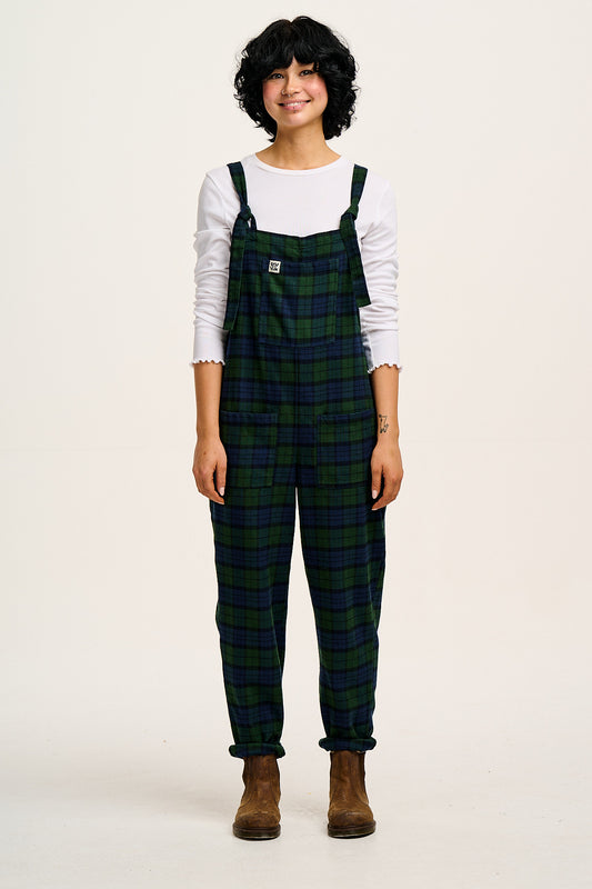 Original - Brushed Cotton Dungarees in Blue & Green Wilderness Tartan