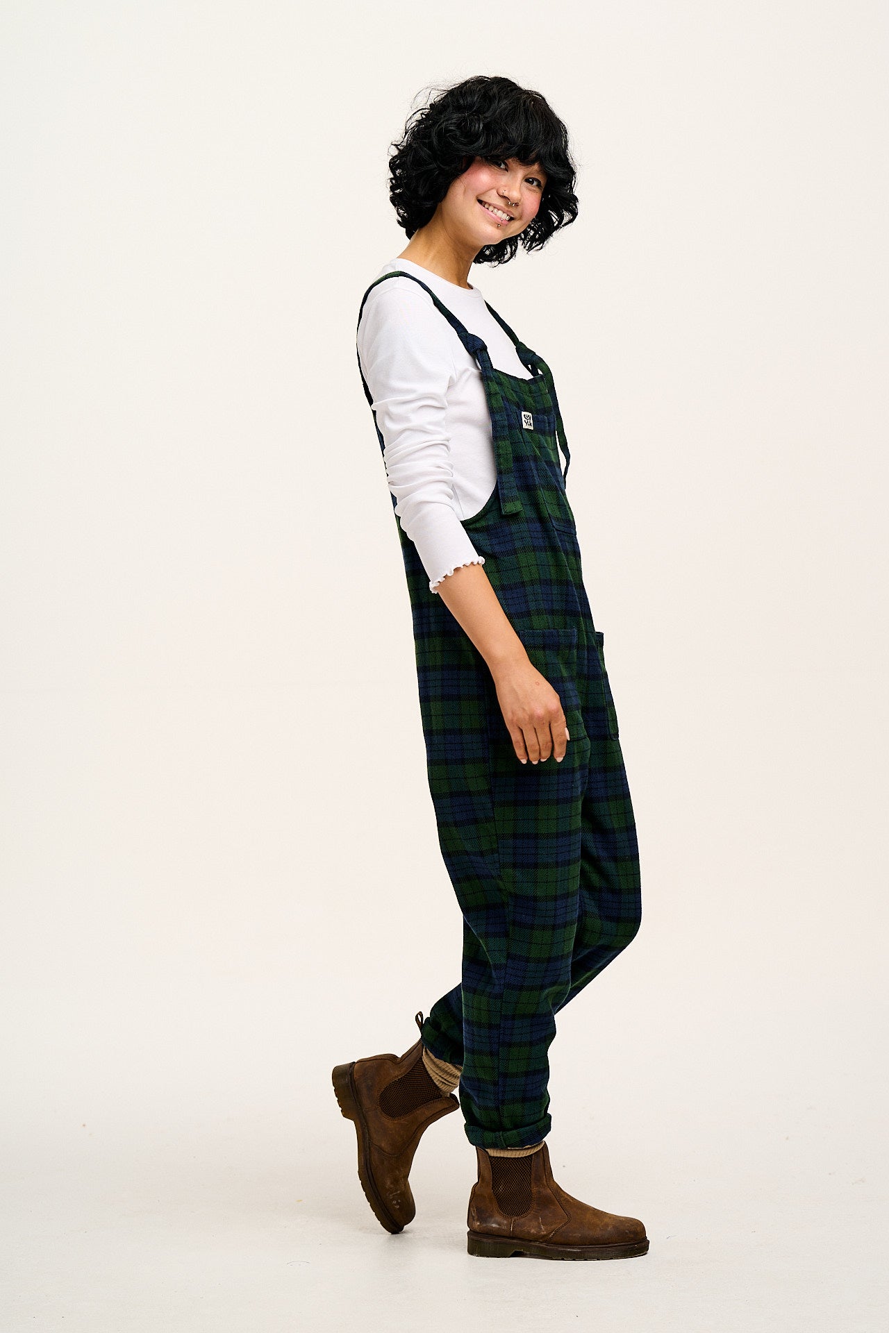 Original - Brushed Cotton Dungarees in Blue & Green Wilderness Tartan