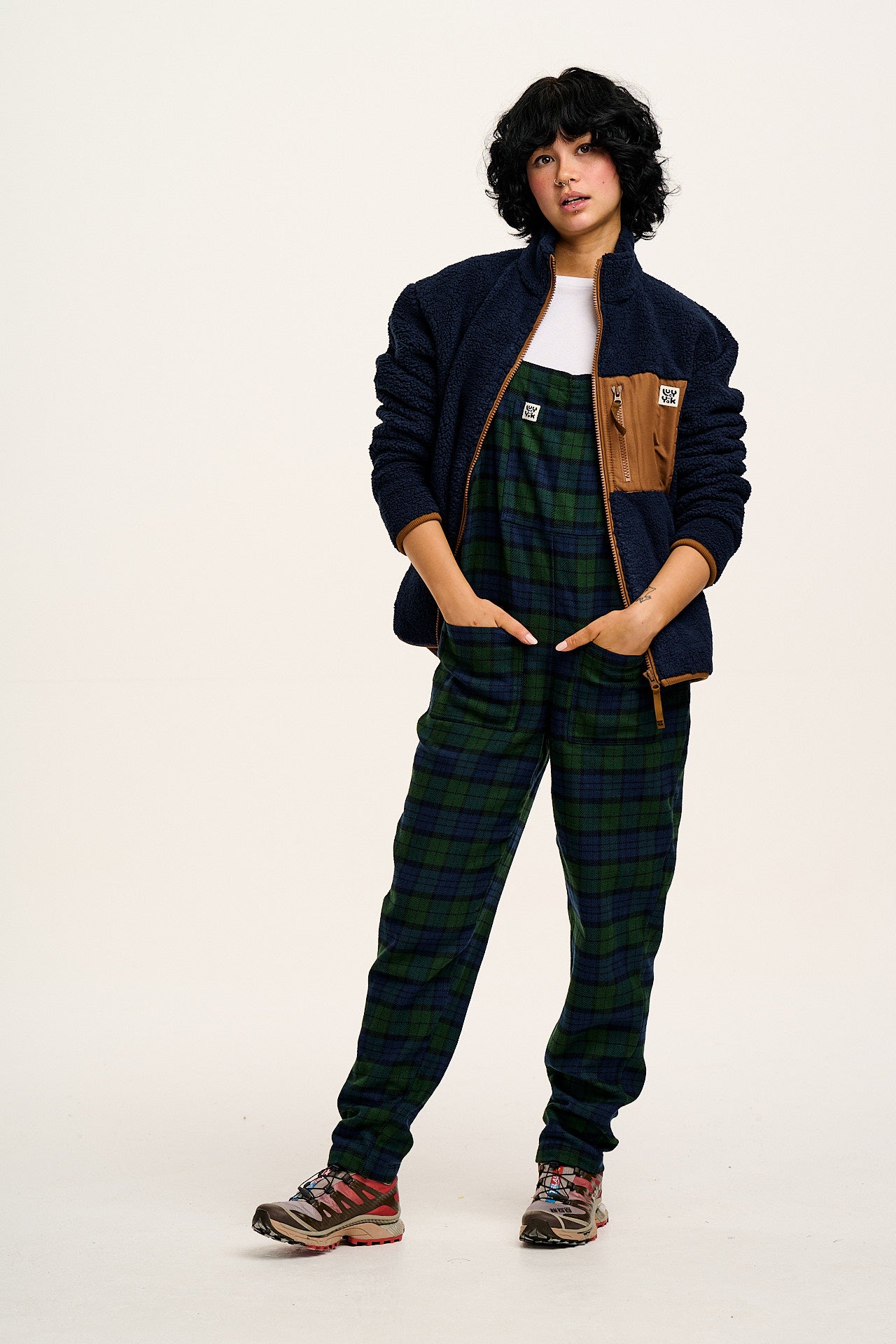 Original - Brushed Cotton Dungarees in Blue & Green Wilderness Tartan