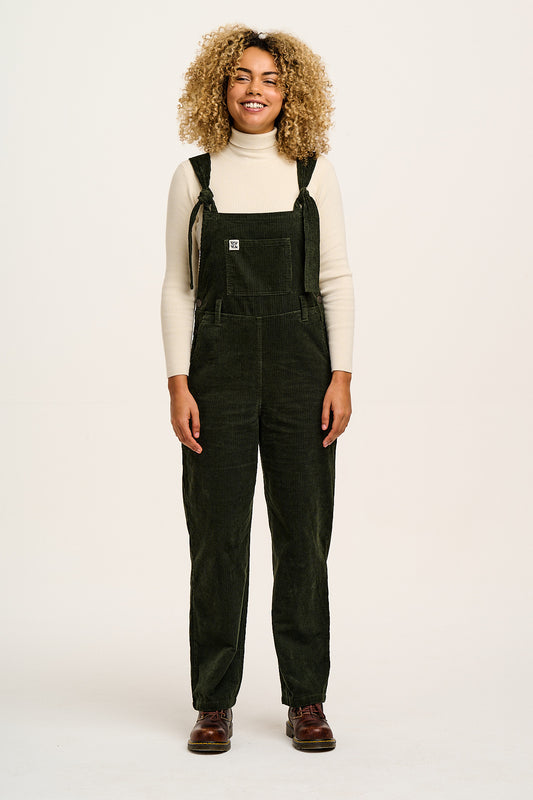 Easton - Corduroy Dungarees in Dark Olive Green