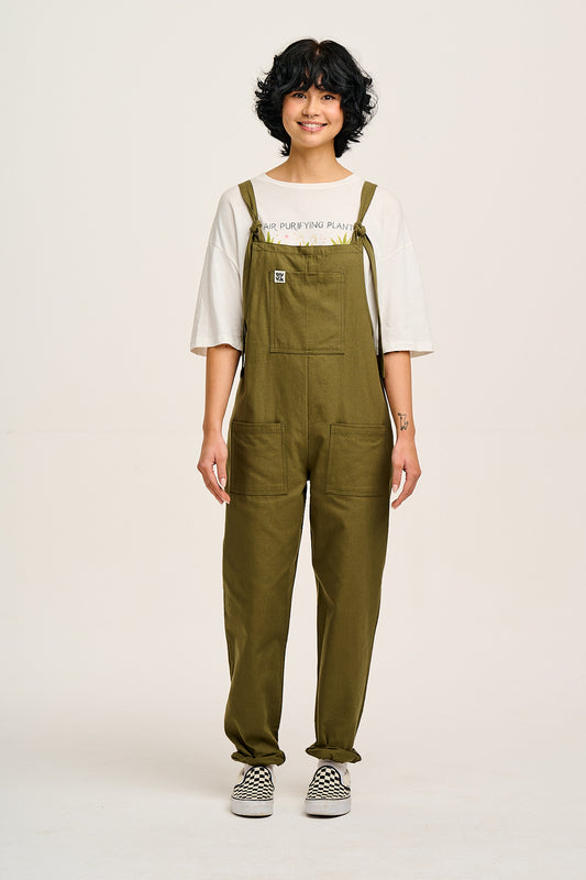 Original - Cotton Dungarees in Dark Olive