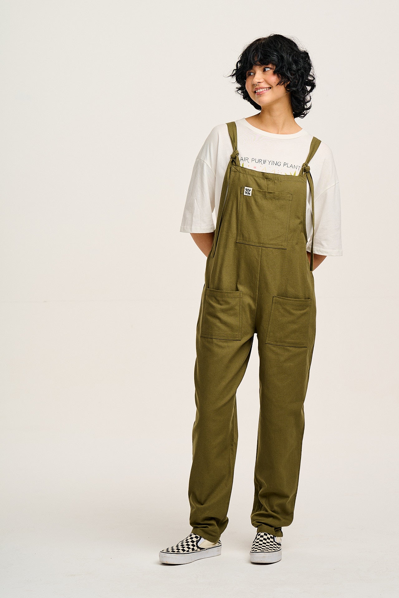 Original - Cotton Dungarees in Dark Olive