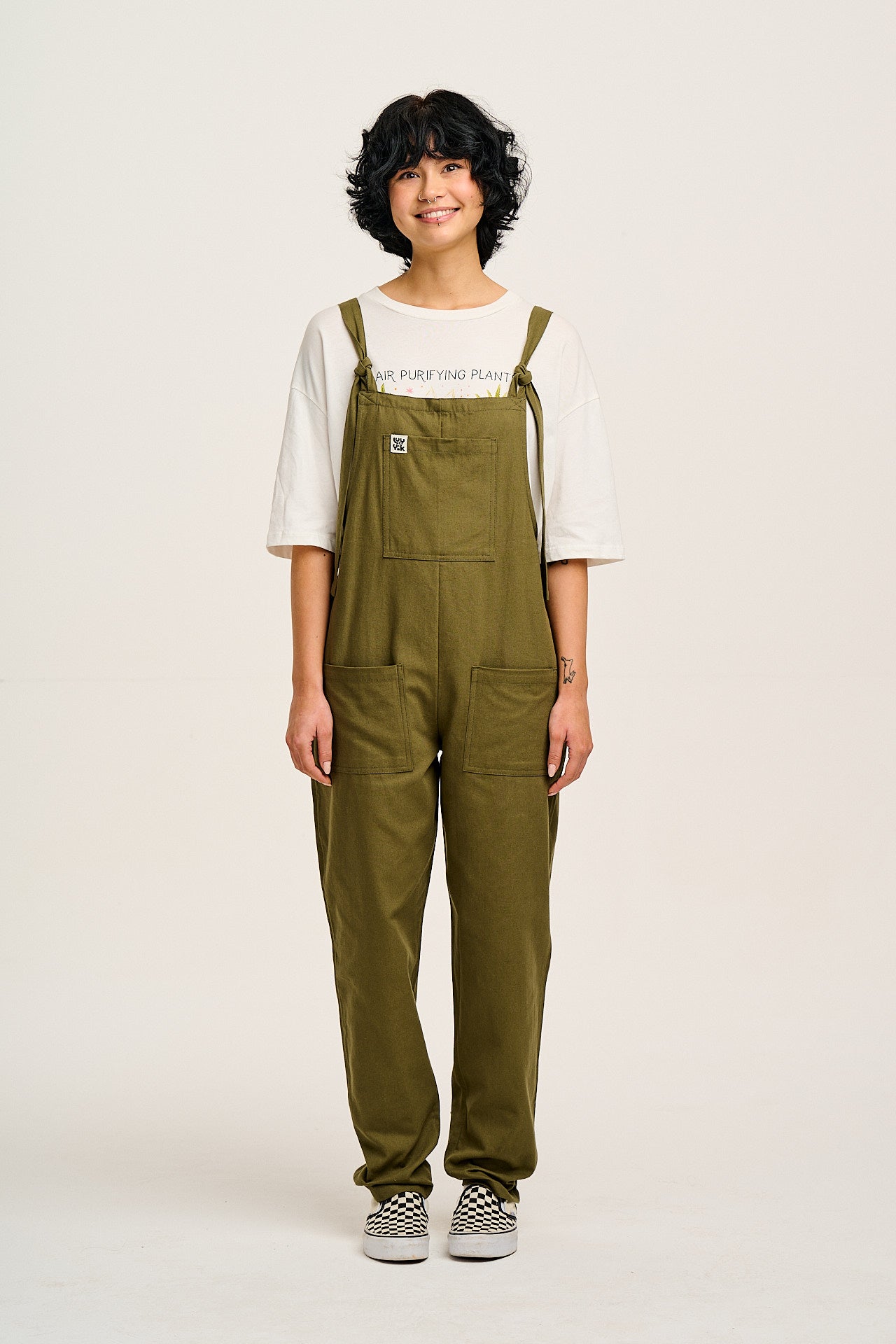 Original - Cotton Dungarees in Dark Olive