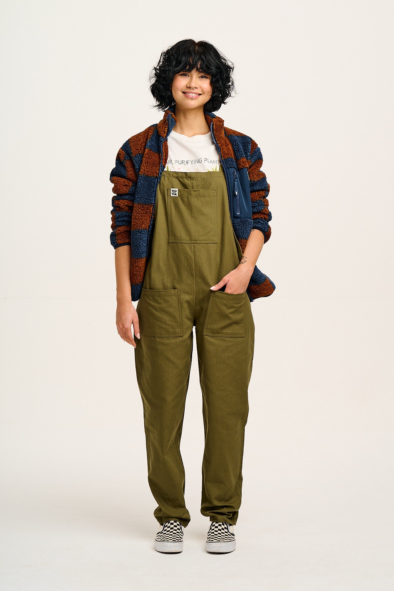 Original - Cotton Dungarees in Dark Olive